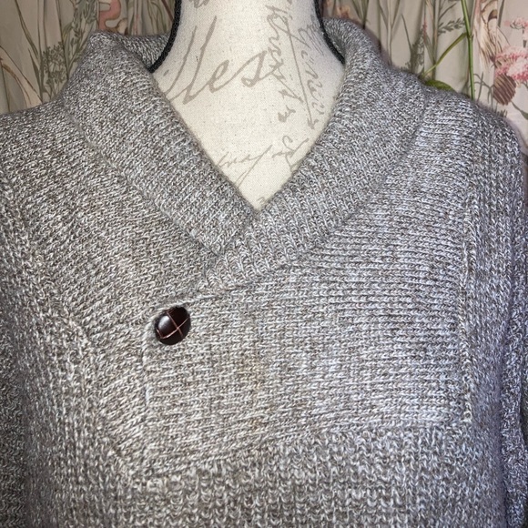 Vintage 80s LL Bean Men’s Elbow Patch Collared Wool Blend Sweater Large - Picture 4 of 10